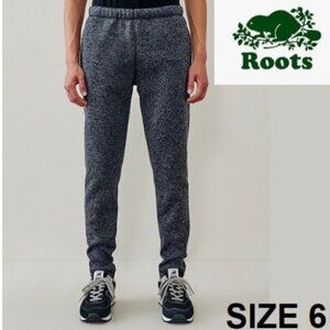 🩷 Roots, Kids Sweater Fleece Slim Sweatpants. Color: Black Pepper. Size: 6. NWT
